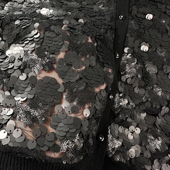 BCBGMaxazria Cardigan Sequins Women Button Front Evening Long Sleeve Sweater - Picture 8 of 16